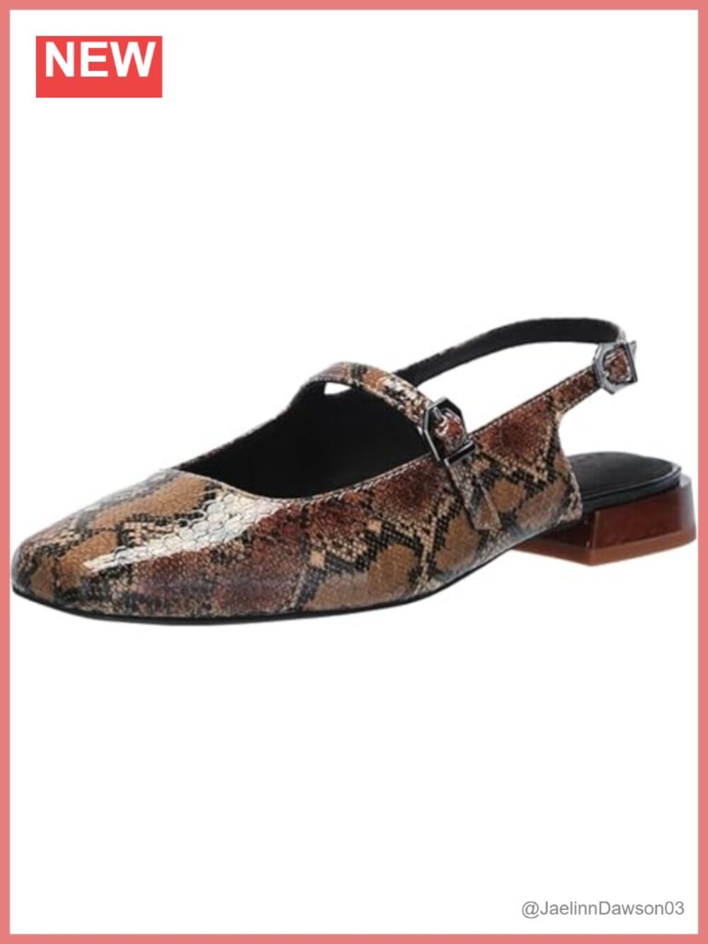 Mary Jane Flats - Square Toe Slingback - Leather - Memory Foam